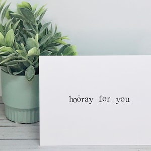 Drôle de carte de félicitations - hourra pour vous - Carte d’encouragement, Travail bien fait, Carte de fin d’études, Carte de retraite, Estampillée à la main, Fait à la main