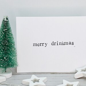 Carte de Noël amusante - joyeux drinkmas - Carte de Noël adulte, carte vierge, estampillée à la main, faite à la main