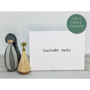 Drôle de paquet de cartes de Noël - gâteau aux fruits suce - Carte de Noël adulte, carte vierge, estampillée à la main, faite à la main