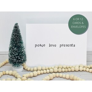 Drôle de carte de Noël Bundle - cadeaux d’amour de la paix - Carte de Noël adulte, carte vierge, tamponnée à la main, faite à la main