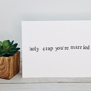 Carte de mariage drôle - sacrée merde, vous êtes marié - carte vierge faite main, estampée à la main
