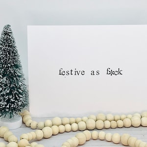 Carte de Noël drôle - festive comme de la mer - Carte de Noël adulte, carte vierge, estampée à la main, faite main