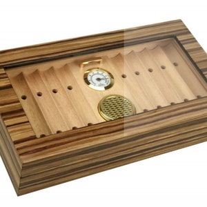 Spanish Cedar Cigar Box, Unique Wood Humidor for Husband, Birthday Gift for Dad, Cigar Lover Birthday Present, Humidor Box for Grandpa image 1