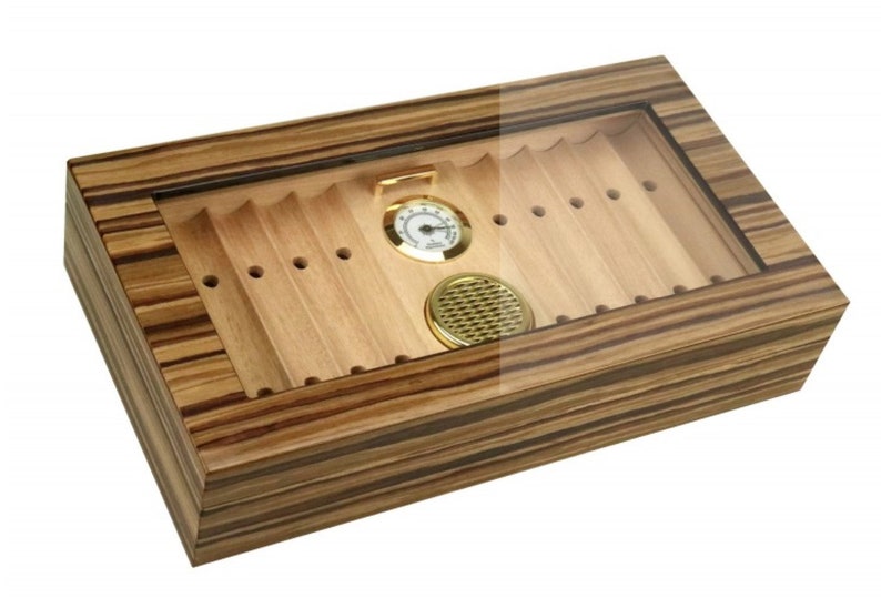 Spanish Cedar Cigar Box, Unique Wood Humidor for Husband, Birthday Gift for Dad, Cigar Lover Birthday Present, Humidor Box for Grandpa image 1