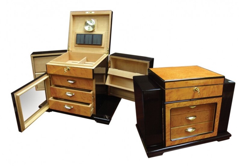 Cigar Humidor Chest for Cigar Lover, Humidor Box With Drawers, Cigar Box With Lock and Key, High