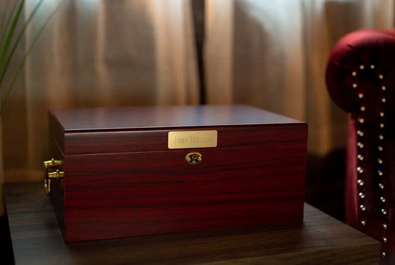 Cherry Humidor Box With Lock and Key Engraved Cigar Box for Etsy
