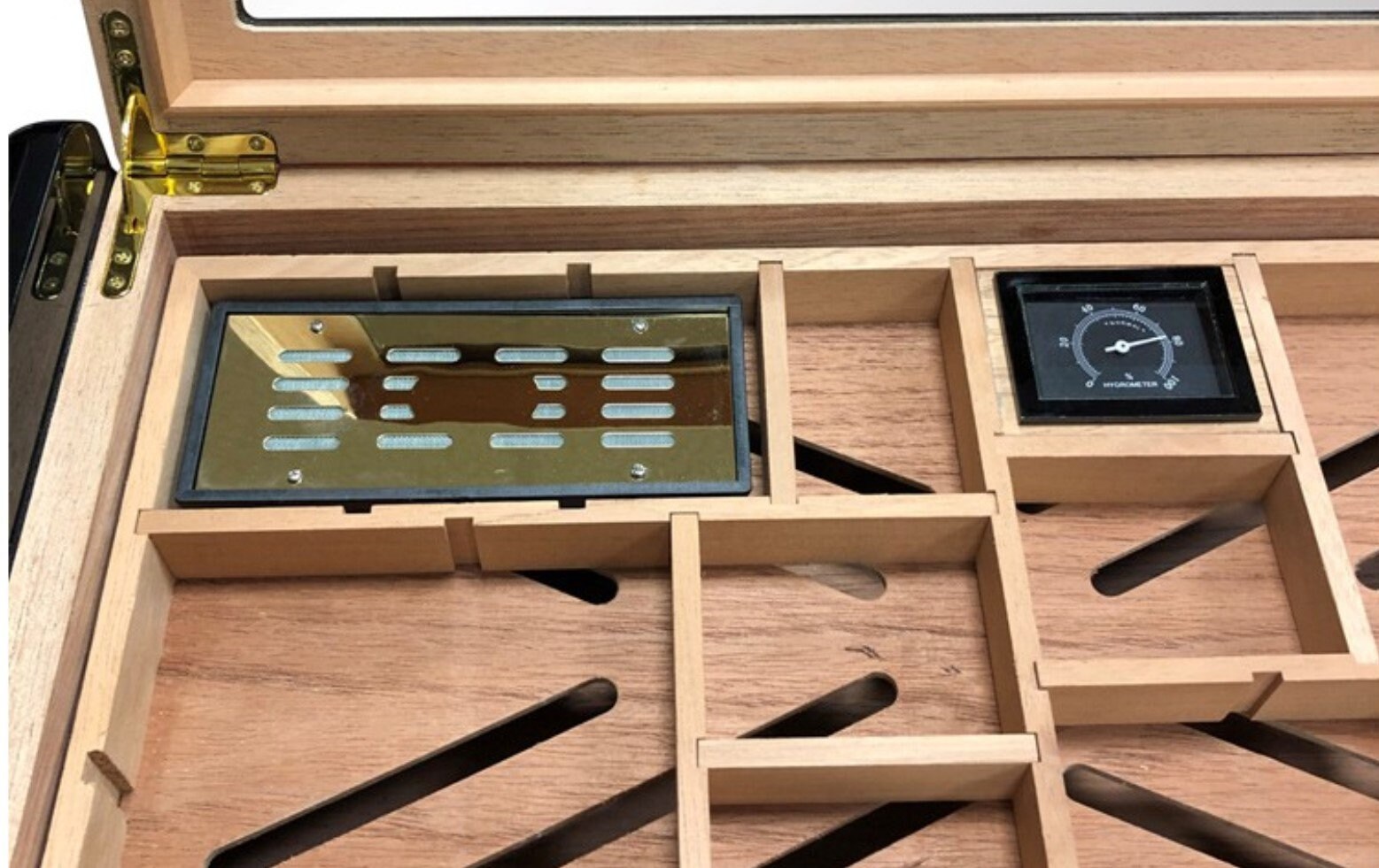 Black Custom Humidor With Additional Tray Storage, Large Cigar Box With ...