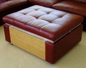 Ottoman with (2) pull out side trays, deep pull out drawer with sliding tray for remotes
