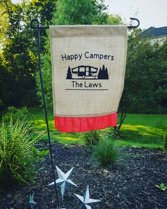 Welcome Pop Up Camper Custom Family Last Name Flag Sign Etsy