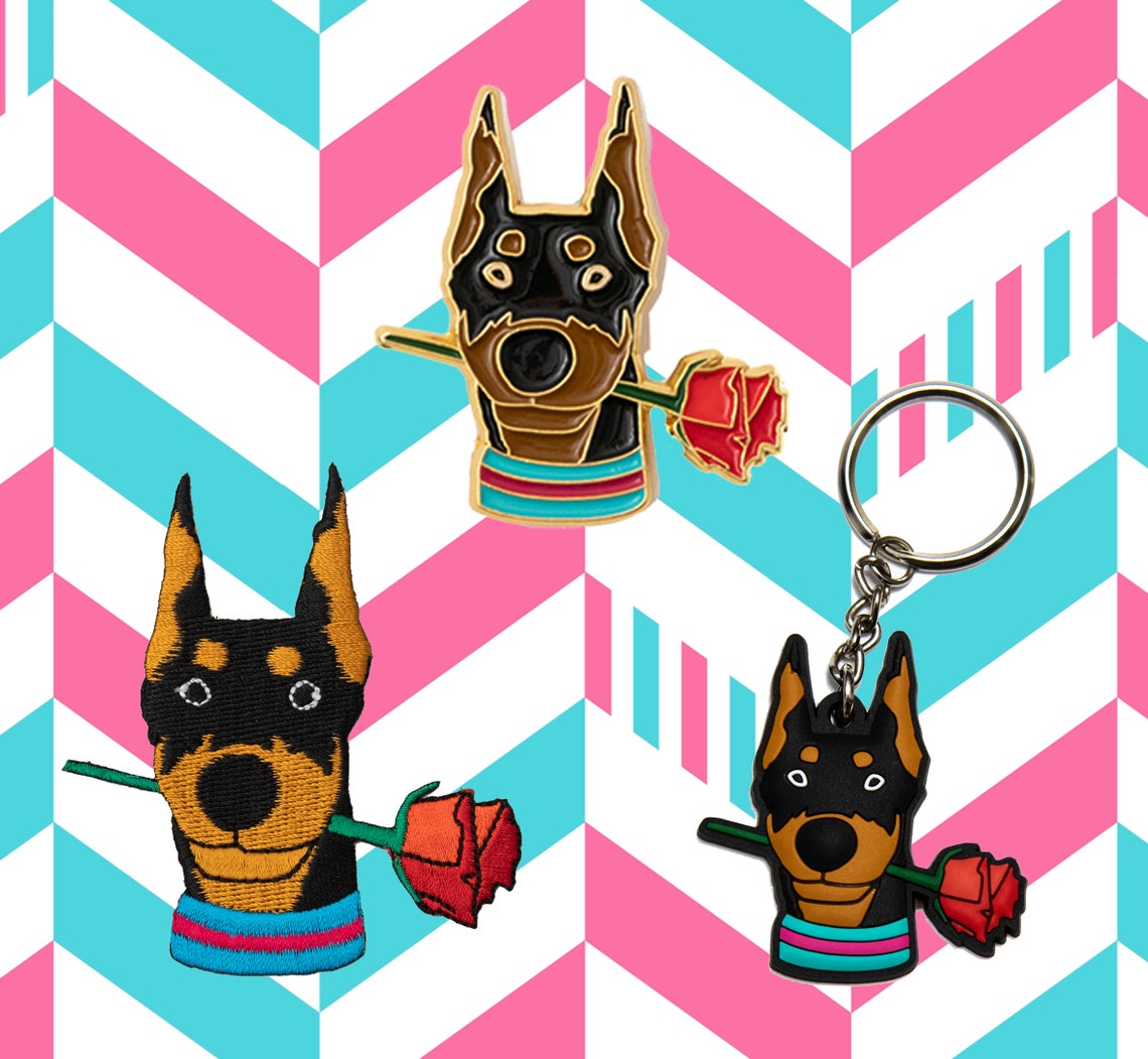 Doberman Pinscher Accessories Bundle keychain Ironon Patch Etsy
