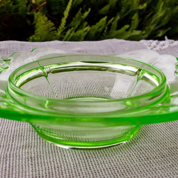 Cambridge Depression Glass 3400 Light Green UV Green Butter Dish Vintage Antique Uranium Colorful Glassware