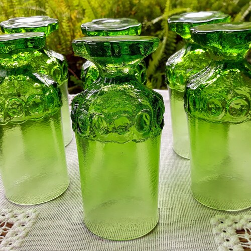Tiffin Franciscan Madeira Apple Green Clover Tall Iced Tea Goblets Set of 6 Vintage shops 1970s Colorful Glassware