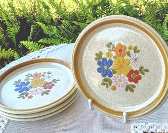 Mikasa Floribunda Salad Plates Set of 4 Vintage 1970s