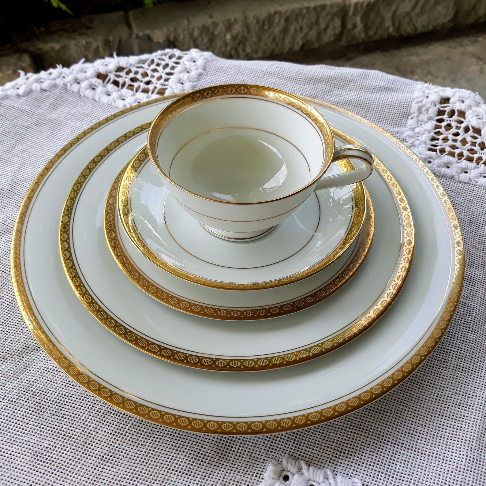 Noritake RICHMOND Gold Smooth China Set 37 Pcs. Plates Bowls Etsy