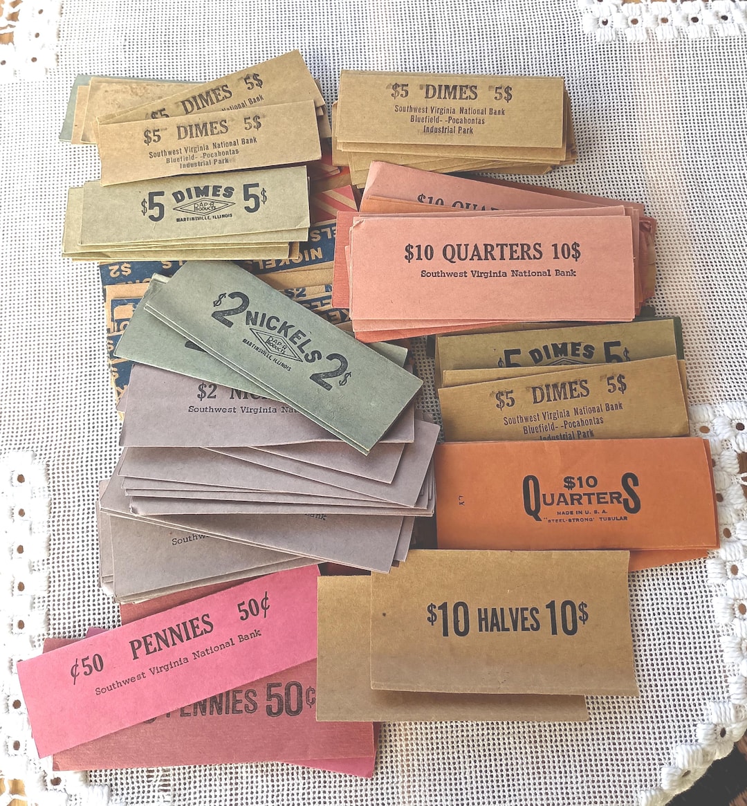 Vintage Paper Coin Wrappers Bank Names Unused NOS 128 Pieces 1950s - Etsy