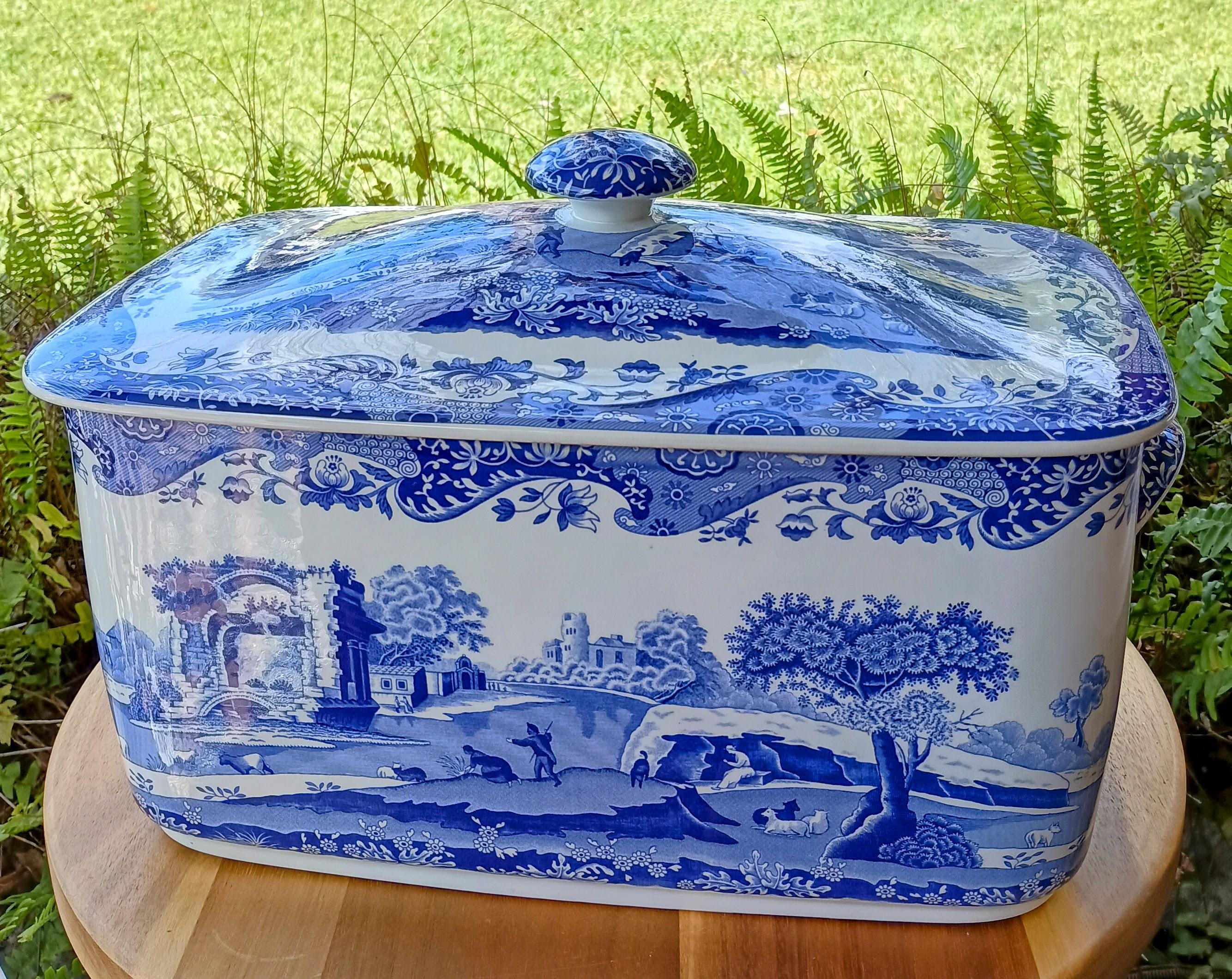 スポード ブルーイタリアン Bread Bin Spode Blue Italian Bread Bin Box Vintage Discontinued - Etsy