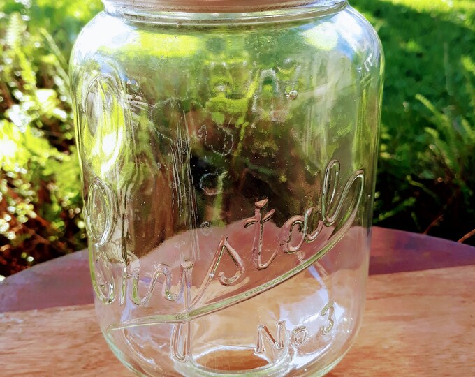 Arcade Crystal No. 3 Clear Glass Hopper Coffee Grinder Jar Vintage