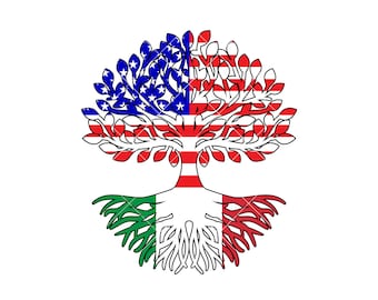 USA Italy Flag Roots Art Digital vector .eps, .dxf, .svg .png Vinyl Cutter Ready, T-Shirt, CNC clipart graphic Italian 2209
