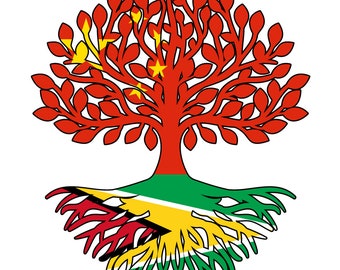 China Guyana Flag Roots Art: Vector Graphic (Digital Download)
