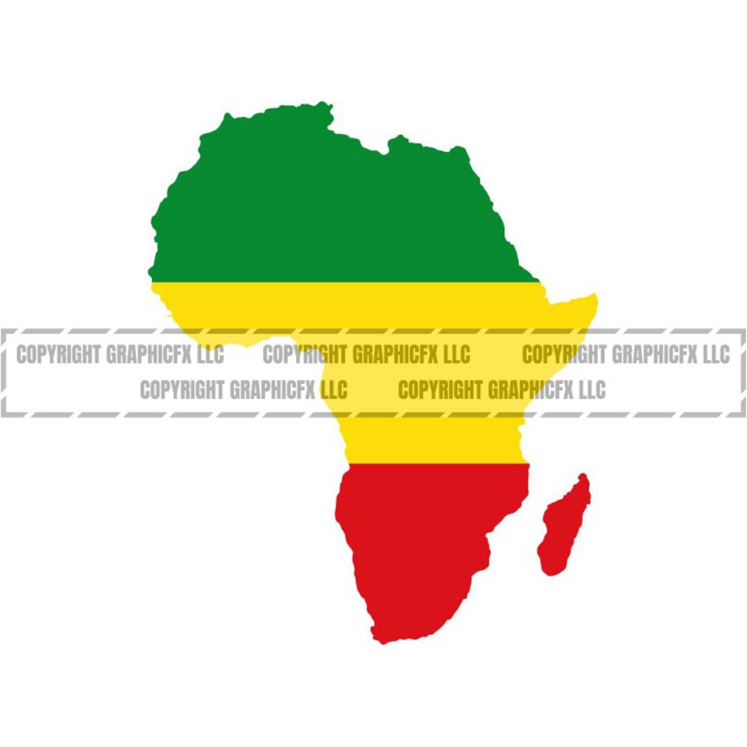 Africa Rasta Colors Flag Shape Vector .eps, .dxf, .svg .png. Vinyl ...