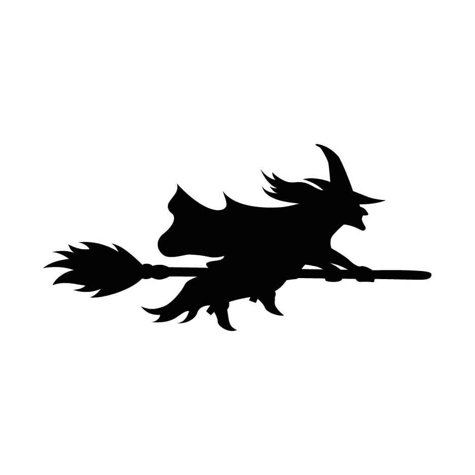 Witch on Broom Halloween INSTANT DOWNLOAD 1 vector .eps, .dxf, .svg .png. Vinyl Cutter Ready, T-Shirt, CNC clipart graphic 0155