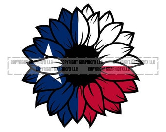 Texas Flag Sunflower Vector Graphic: Vinyl Cutter Ready (Digital Download)