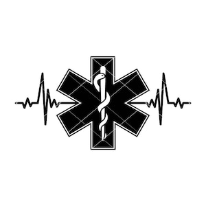 Star of Life Ambulance Medical EMT Heartbeat Logo Drugs Pharmacy Doctor .eps, .svg, .dxf .png Vinyl Cutter T-Shirt, CNC clipart graphic 1123