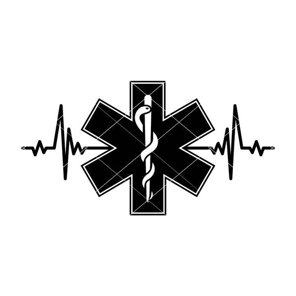 Star of Life Ambulance Medical EMT Heartbeat Logo Drugs Pharmacy Doctor .eps, .svg, .dxf .png Vinyl Cutter T-Shirt, CNC clipart graphic 1123