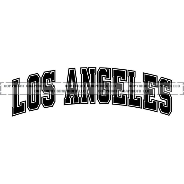 LOS ANGELES Arched Text Commercial Use vector Art  .eps, .dxf, .svg .png. Vinyl Cutter Ready, T-Shirt, CNC clipart graphic 2294