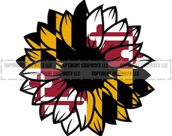 Maryland Flag Sunflower Vector: Vinyl Cutter Ready (Digital Download)