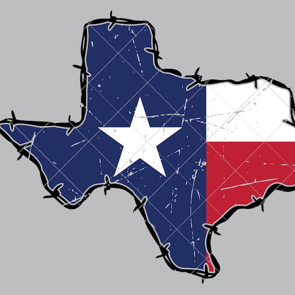 Barbed Wire Texas Flag Distressed INSTANT DOWNLOAD  vector .eps, .dxf, .svg .png. .pdf Vinyl Cutter Ready, T-Shirt, CNC clipart graphic 2460