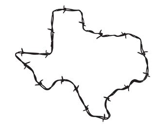 Barbed Wire Texas Shape, Vector Clipart (Digital Download)