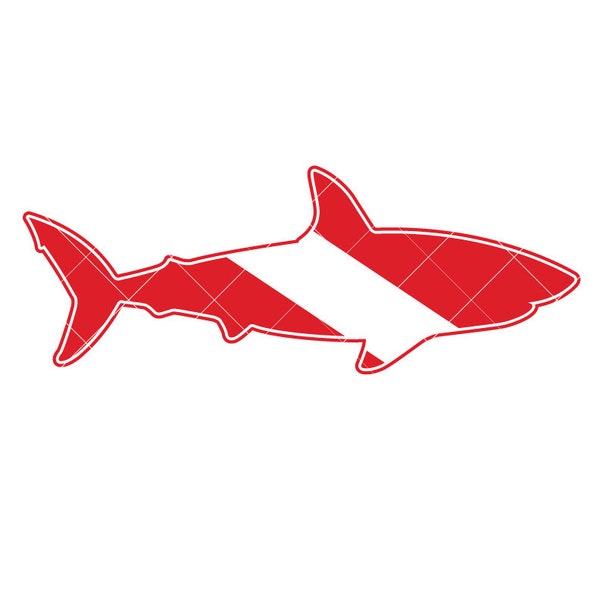 Dive Flag Great White Shark INSTANT DOWNLOAD 1 vector .eps, .dxf, .svg .png .pdf Vinyl Cutter Ready, T-Shirt, CNC clipart graphic 2361