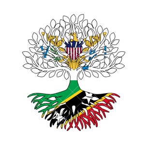 USVI, St. Kitts and Nevis Flag Roots Art Digital vector .eps, .dxf, .svg .png, pdf Vinyl Cutter Ready, T-Shirt, CNC clipart graphic 2368