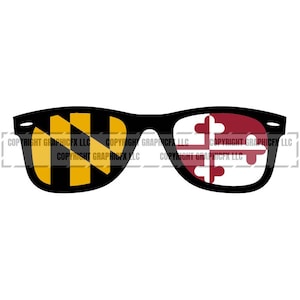 Maryland Flag Sunglasses INSTANT DOWNLOAD vector .eps, .dxf, .svg .png. Vinyl Cutter Ready, T-Shirt, CNC clipart graphic 1171