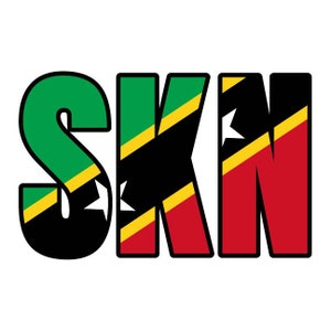SKN Saint Kitts and Nevis Flag text word art Island vector .eps, .dxf, .svg .png. Vinyl Cutter T-Shirt, CNC clipart graphic 0845