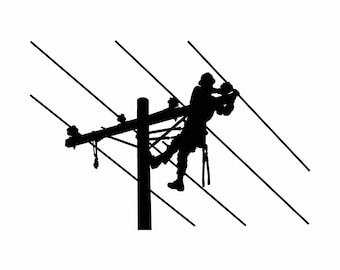 Lineman Linemen Power Company Pole Climber Electric 1 vector .eps, .svg, .dxf & 1 .png Vinyl Cutter Ready, T-Shirt, CNC clipart graphic 0255