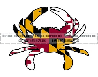 Maryland Crab Flag Digital Download  vector .eps, .dxf, .svg .png Vinyl Cutter Ready, T-Shirt, CNC clipart graphic 0812