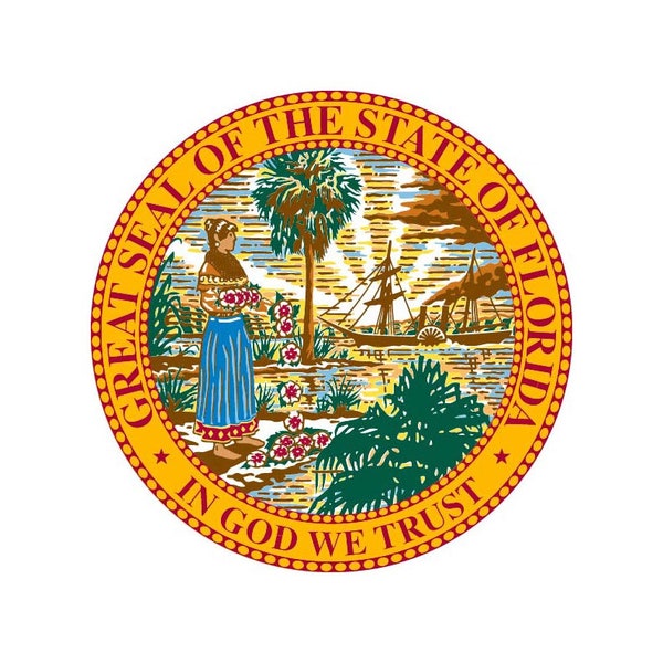 Florida State Seal INSTANT DOWNLOAD 1 vector .eps, .dxf, .svg .png. Vinyl Cutter Ready, T-Shirt, CNC clipart graphic 0691