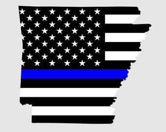Thin Blue Line Arkansas Flag Outline Vector (Digital Download)