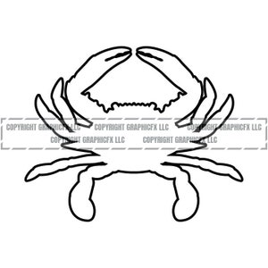 Blue Crab Outline vector .eps, .dxf, .svg .png. Vinyl Cutter Ready, T-Shirt, CNC clipart graphic 1132