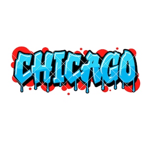 CHICAGO Graffiti Flag color text word art 1 vector .eps, .dxf, .svg .png. Vinyl Cutter Ready, T-Shirt, CNC clipart graphic 2276