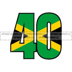 JAMAICA 40 for Birthday Anniversary Flag text word art 1 vector .eps, .dxf, .svg .png. Vinyl Cutter Ready, T-Shirt, CNC clipart graphic 1171