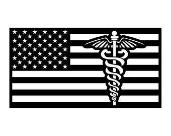 Caduceo, símbolo médico de la bandera de EE. UU. (descarga digital)
