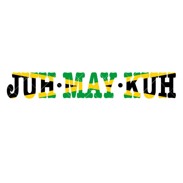 JUH MAY KUH Jamaica Flag text word art vector .eps, .dxf, .svg .png .pdf Vinyl Cutter Ready, T-Shirt, cnc clipart graphic 2391