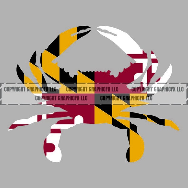 Maryland Crab Flag Digital Download  vector .eps, .dxf, .svg .png Vinyl Cutter Ready, T-Shirt, CNC clipart graphic 2096