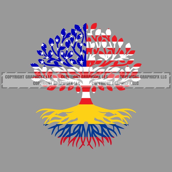 USA/Colombian Roots Art Digital Download vector .eps, .dxf, .svg .png Vinyl Cutter Ready, T-Shirt, CNC clipart colombia graphic 2206