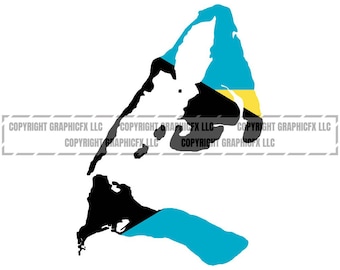Bimini Bahamas Flag Map Shape Vector (Digital Download)
