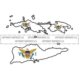 Vetor em forma de bandeira das Ilhas Virgens dos EUA .eps, .dxf, .svg .png. Cortador de vinil pronto, camiseta, gráfico de clipart CNC 2066