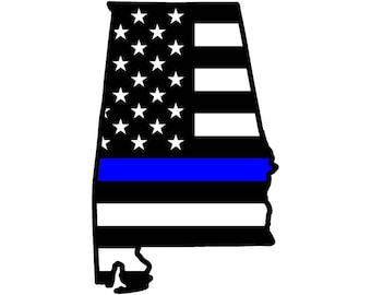 Thin Blue Line Alabama Flag Outline: Vector Graphic (Digital Download)